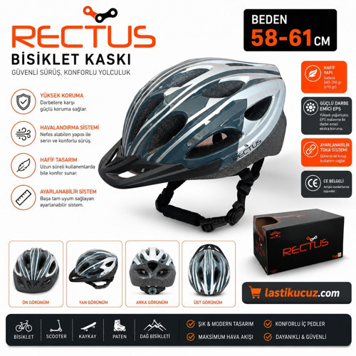 BİSİKLET KASKI ( GRİ FÜME YETİŞKİN VİZÖRLÜ LED IŞIKLI BEDEN 58/61)