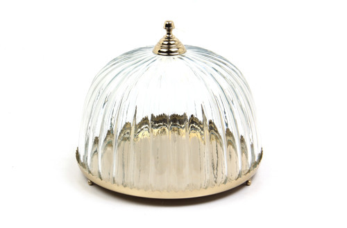 Yuvarlak Dome Gold Kek Standı 28,5x28,5x22,5 cm – Cam Kapaklı Lüks Pasta ve Kek Servis Standı