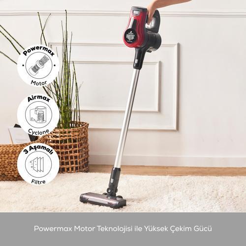 Vantuz Power Force Şarj Edilebilir Dikey Süpürge Kırmızı