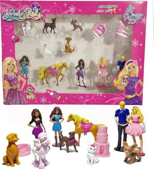 12 Parça Barbie Figür Seti - Barbie Karakter Seti Barbie Ken Figür Kız Figür Oyuncak Evcilik Oyuncak