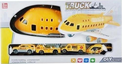 Oyuncak Uçak (Sarı Kar-go Uçağı ve Acil Durum Araçları Seti)
