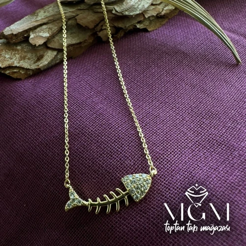 Ieg - Zirkon Taşlı Kolye Gold
