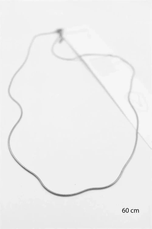 Ieg - Yılan Zincir Kolye - 60Cm - Gümüş