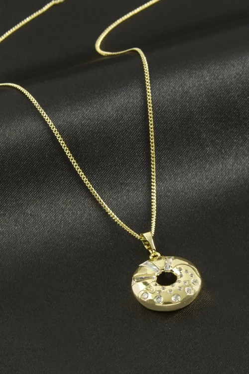 Xuping Simit Zirkon Taşlı Lüks Çelik Kolye