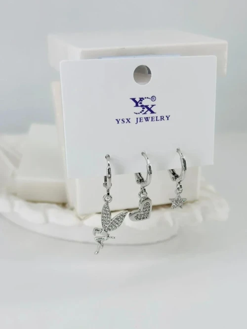 Ieg - Zirkon Taşlı Üçlü Kombin Küpe