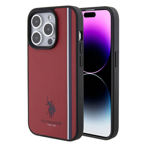 Apple İphone 15 Pro Kılıf U.S. Polo Assn. Lisanslı Üç Renk Şerit Tasarımlı Baskı Logolu Kapa