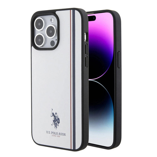 Apple İphone 15 Pro Kılıf U.S. Polo Assn. Lisanslı Üç Renk Şerit Tasarımlı Baskı Logolu Kapa
