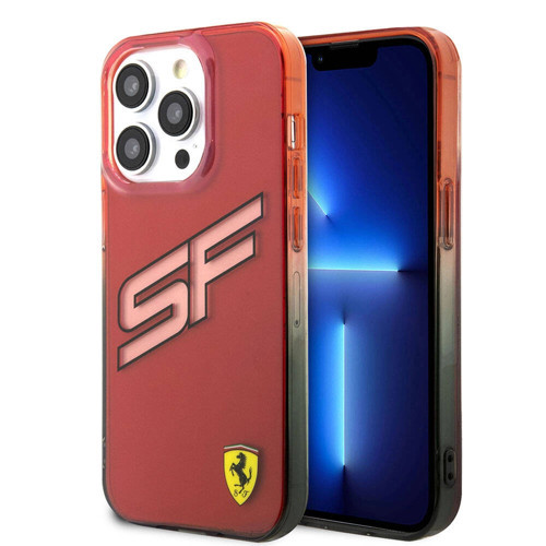 Apple İphone 15 Pro Max Kılıf Ferrari Lisanslı Transparan Sf Yazılı Kenarları Renk Geçişli K