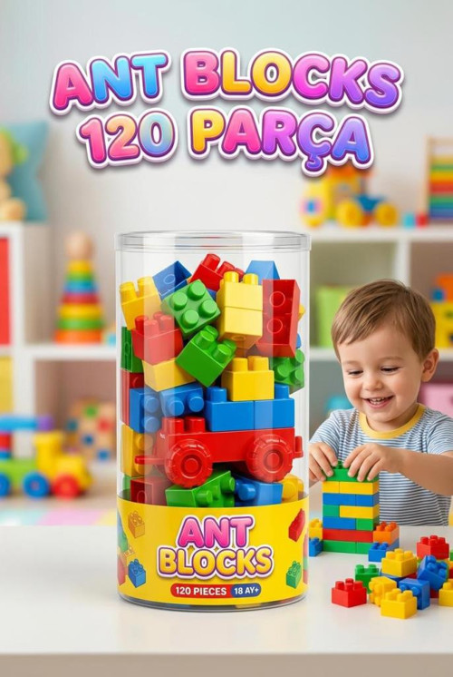 120 Parça Rulo Kutulu Renkli Geometrik Şekilli Eğitici ve Öğretici Yapı Blokları Oyun Seti