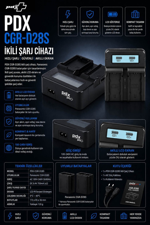Panasonic CGR-D28S İkili Şarj Cihazı | Panasonic Uyumlu