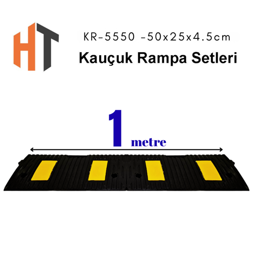 1 Metre Kauçuk Rampa, Otopark Rampası, Kaldırım Rampası 25 x 50 x 4,5 cm