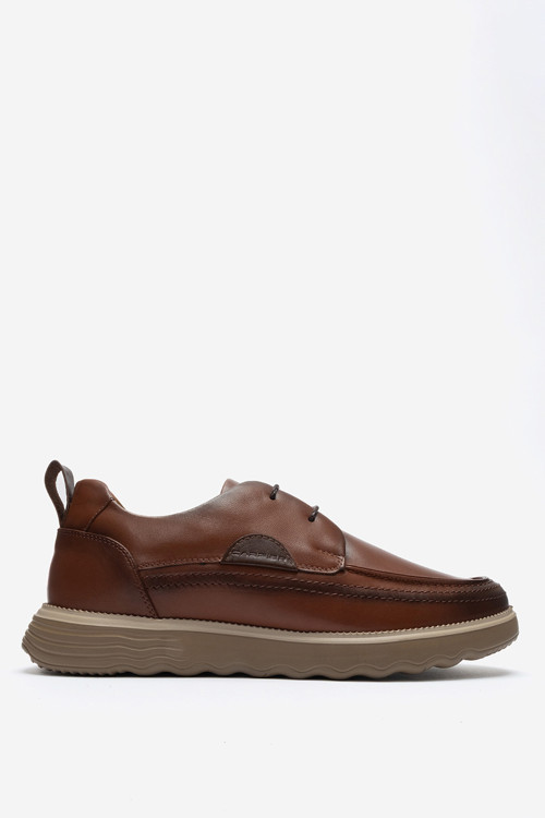 Erkek Kalın Taban Comfort Casual Ayakkabı Gerçek Deri CR 2896 TABA