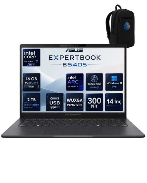 Expertbook B5 Intel® Core™ Ultra 7 255H Aı 16 GB DDR5 2 TB SSD Intel® Arc™ Graphics 14''inç Wuxga (1920X1200) IPS 3