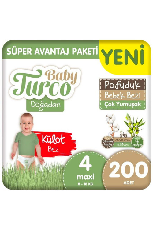 Doğadan Süper Avantaj Paketi Pofuduk Külot Bez 4 Numara Maxi 200 Adet