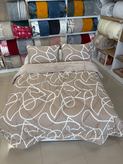 ÇİFT KİŞİLİK LÜX WELSOFT YORGAN SETİ 195X215CM MİX BEJ 8696474232092