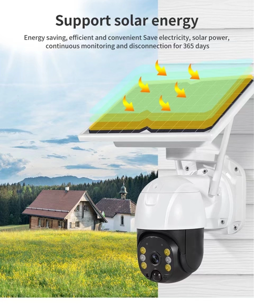 Wifi Uygulamalı Gece Görüşlü Solar Güneş Enerjili Kamera Akıllı Dış Mekan Güvenlik Kamer