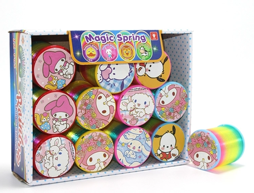 Sanrio Karakterli Magic Spring Stres Yayı - Standlı Gökkuşağı Renkli Oyuncak Seti 12'Li Alk3988