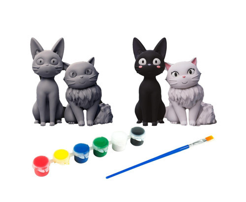Jiji & Lily Kendi Biblonu Kendin Boya Seti - 3 Boyutlu Sevimli Biblolar + 5 Akrilik Boya ve Fırça Seti