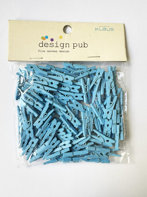 Mavi Mini Ahşap Mandal Renkli Dekoratif Fotoğraf Mandalı - 2.5 Cm. - 100 Adetlik Paket