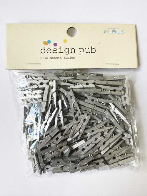Gümüş Mini Ahşap Mandal Renkli Dekoratif Fotoğraf Mandalı - 2.5 Cm. - 100 Adetlik Paket
