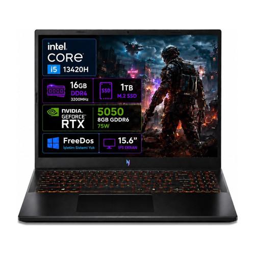 nitro V 15 ANV15-52-02 Intel Core i5-13420H 16GB RAM 1TB SSD RTX5050-8GB 75W 15.6" 165Hz FHD Freedos NH.QZ7EY.003-0