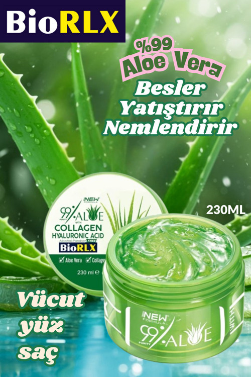 %99 Aloe Vera Jeli, Kolajen Ve Hyaluronik Asit 230 Ml Kavanoz
