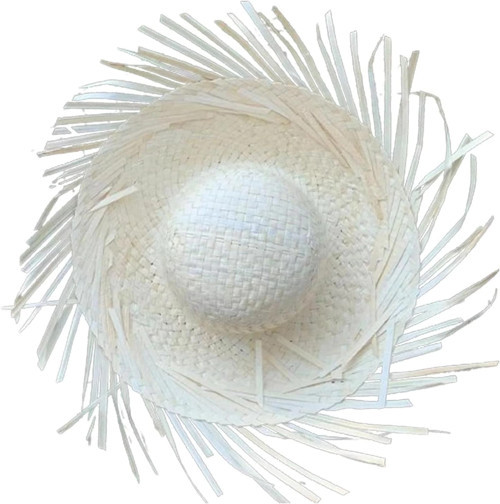 Tropikal Parti Beyaz Hasır Hawaii Şapkası 13x36 Cm