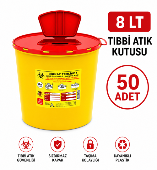 8 LT TIBBİ ATIK KUTUSU 50 ADET