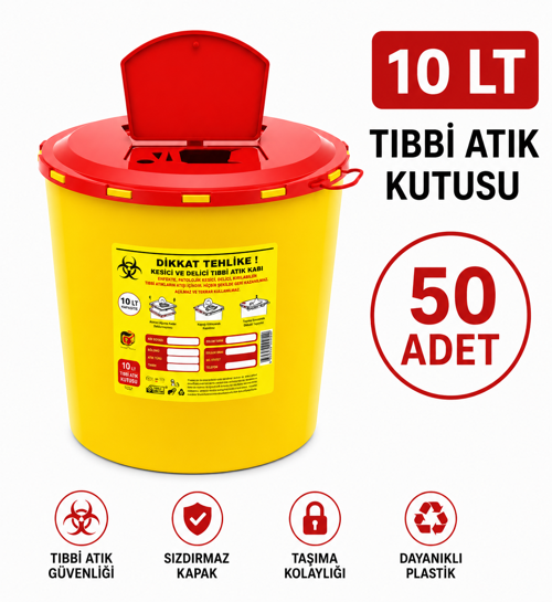 10 LT TIBBİ ATIK KUTUSU 50 ADET