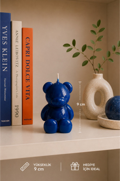 Teddy Bear Sevimli Ayıcık Mum Lacivert