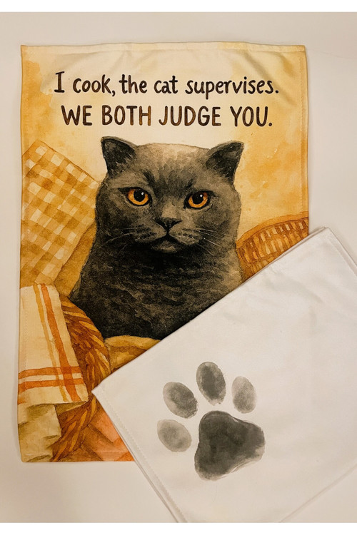 Miko The Cat Kedili Pamuklu 2'Li Mutfak Havlusu (35X50 Cm)