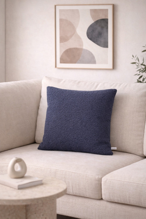 Premium Odin Bukle Dokuma Indigo Mavi Kırlent Kılıfı (43X43 Cm)