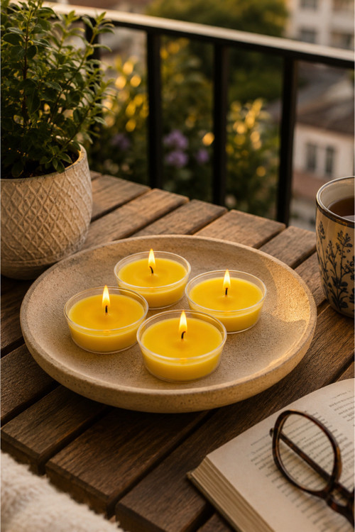 Citronella Sivri Sinek Kovucu 4'Lü Tealight Mum Seti