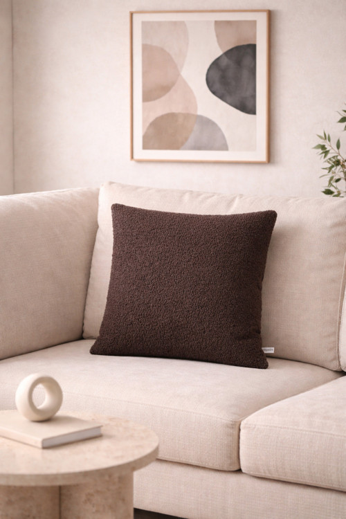 Premium Odin Bukle Dokuma Kahve Kırlent Kılıfı (43X43 Cm)