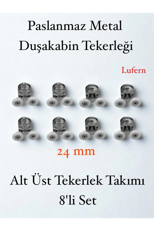 Dayanıklı Duşakabin Tekerleği Alt Üst Sürgülü Cam Kabin Tekeri Rulman Metal Gövdeli 8 li Set