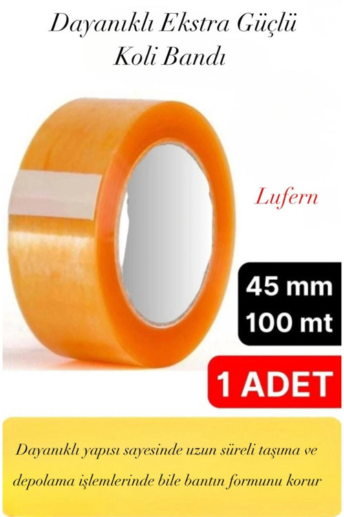 Dayanıklı Ekstra Güçlü 1 Adet 45 mm x 100 mt Koli Bandı Şeffaf Bant Taşınma Ambalaj Estetik Pratik