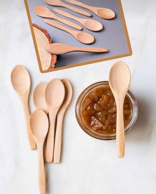 Mini Ahşap Kaşık  17 cm 6'lı Ahşap Mini Ölçek Baharat Kaşığı Şekerlik Bal Kaşığı