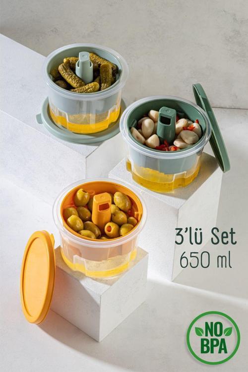 3 Adet Mini Zeytin Turşu Peynir Saklama Kabı Kahvaltılık Sunum Kasesi