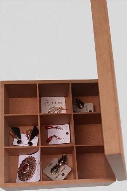 Hobi 90028 Dekoratif Model Takı Kutusu Bölmeli Ahşap HAM MDF El Yapımı