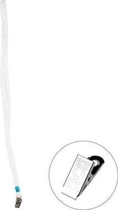 Metal Klipsli Yaka Kartı İpi 50 Li Beyaz