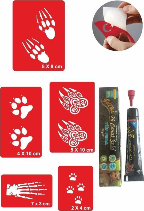 Pati Pençe Desenleri Hint Kınası Ile Geçici Dövme Yapma Seti