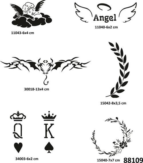Melek Çiçek 6 Adet Geçici Dövme Şablonu Spreysiz Sadece Stencil