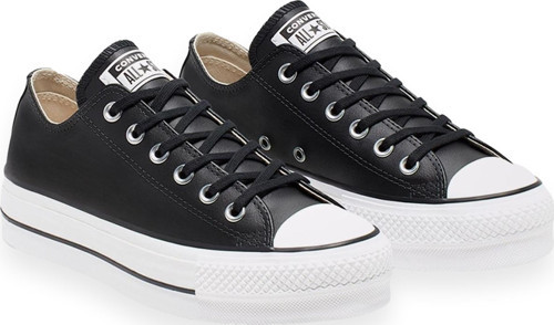 561680C Chucktaylor All Star Leather Plat Siyah-Beyaz Unisex Ayakkabı