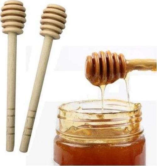  2'li Ahşap Bal Kaşığı  17 cmPratik Uzun Sap Bal Karıştırma Kaşığı Bal dökme Kaşığı