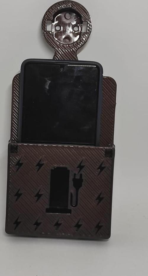 Pirize Takılan Hazneli Telefon Tutucu Duvar Teleon Tutucu Şarj Standı Kahverengi