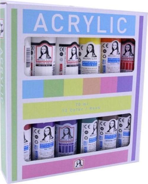 Akrilik Boya 12 Renk 70 ML Set Extra Beyaz SD150-X14
