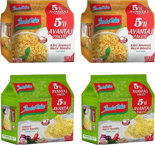 5 li Paket Köri + Sebzeli Hazır Noodle 4 lü Karma Paket