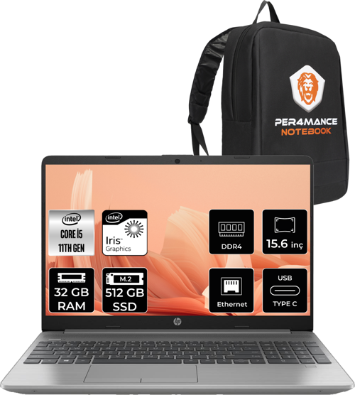 250 G8 İ5 1135G7 32Gb Ram 512Gb Ssd 15.6'' Fhd Fdos 853U8Es & Per4 Çanta