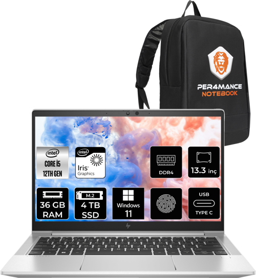 Elitebook 630 G9 İ5 1235U 36Gb Ram 4Tb Ssd 13.3'' Fhd W11Pro 6S6Y3Ea & Per4 Çanta