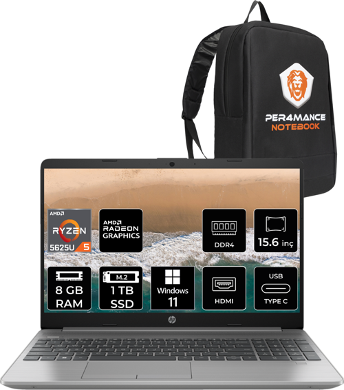 255 G9 Ryzen 5 5625U 8Gb Ram 1Tb Ssd 15.6'' Fhd W11Home 723Q2Ea & Per4 Çanta